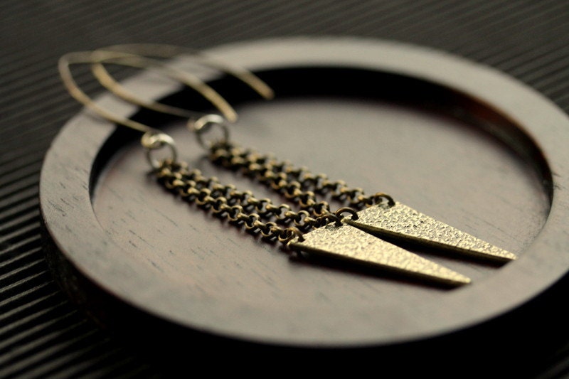 Minimalist Brass Chevron Earrings -  "Urban"