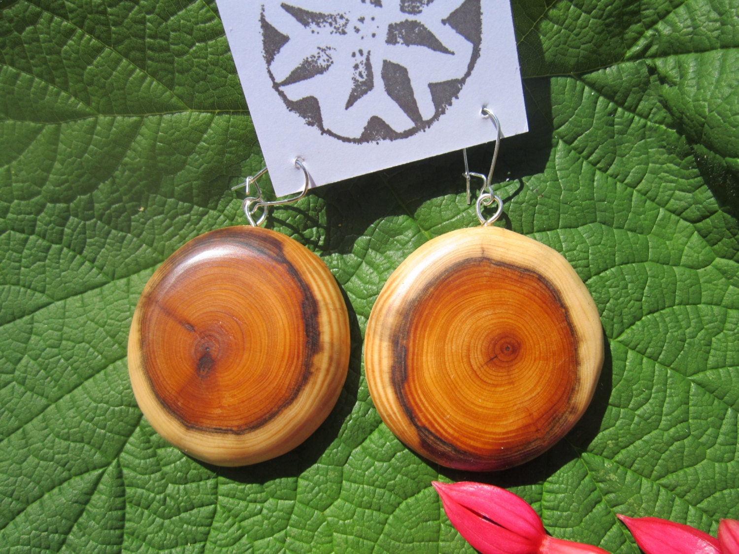 Beautiful Largel Sized  Yew Wooden  Earrings-....113