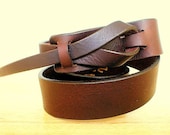 Flat Brown Muse Leather Belt 1.25 inch  Nickel-Free/ Vegetable tanned leather