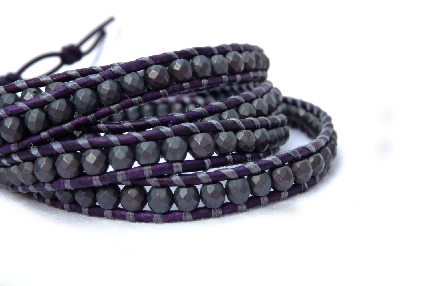 Magic leather wrap bracelet sterling silver