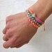 Rainbow friendship bracelet SET neon bracelets macrame gold beads stack bracelet beaded