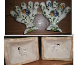 Vintage Cantagalli pottery pair finger vases pair 2 hand painted 1920's 1930s