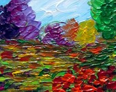 on SALE Original Impasto Oil Painting on Canvas SPRING LANDSCAPE Flowers,Trees Wall Decor  by Luiza Vizoli