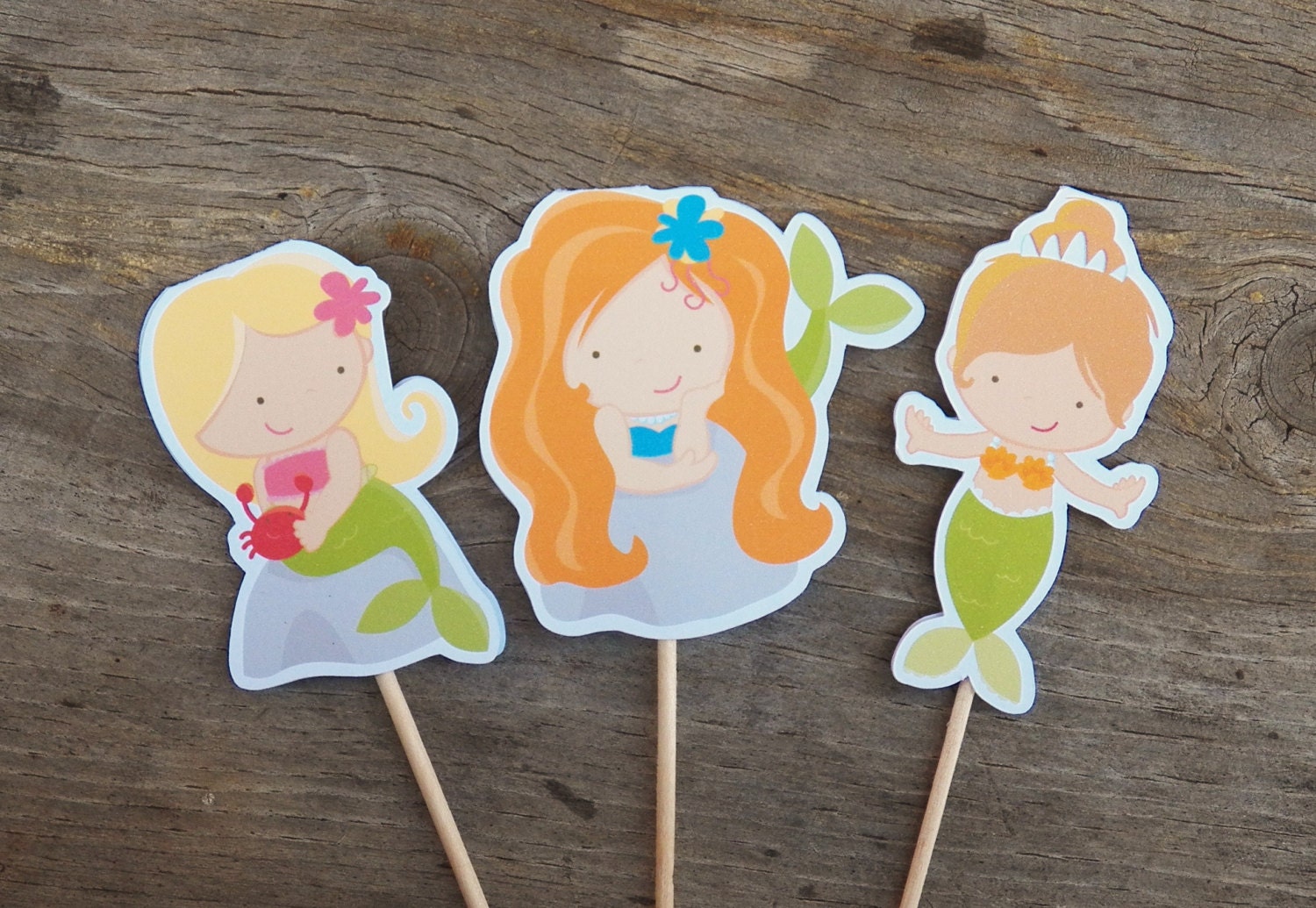 Mermaid Party - Set of 12 Assorted Mermaid Cupcake Toppers by The Birthday House Il_170x135