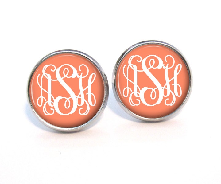 Monogram Earrings Peach Orange(376)