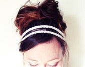 Fisherman HEADBAND - One Size Fits Most, Stretchy, Crochet, Handmade, Chain, Stretchy, Accessory, Fashion, Wood Bead, Yarnival.
