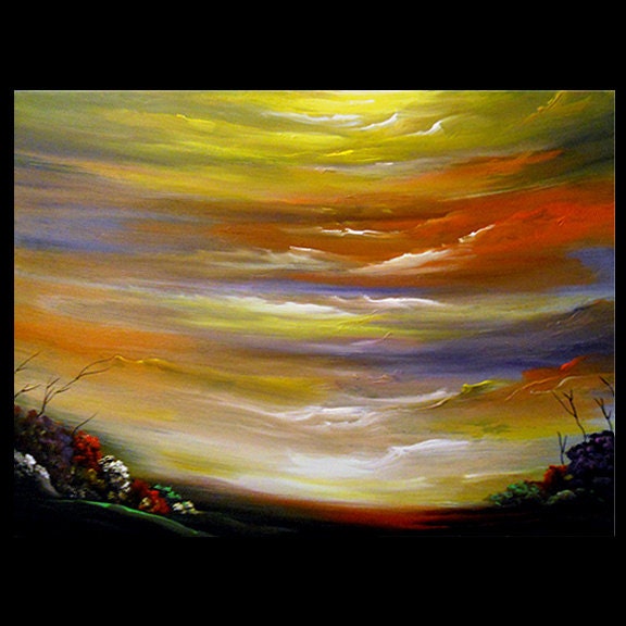 Original cloud painting abstract impressionist painting - 22 x 28 inch  Mattsart -