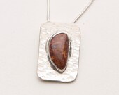 Hand Hammered sterling Pendant with Brecciated jasper