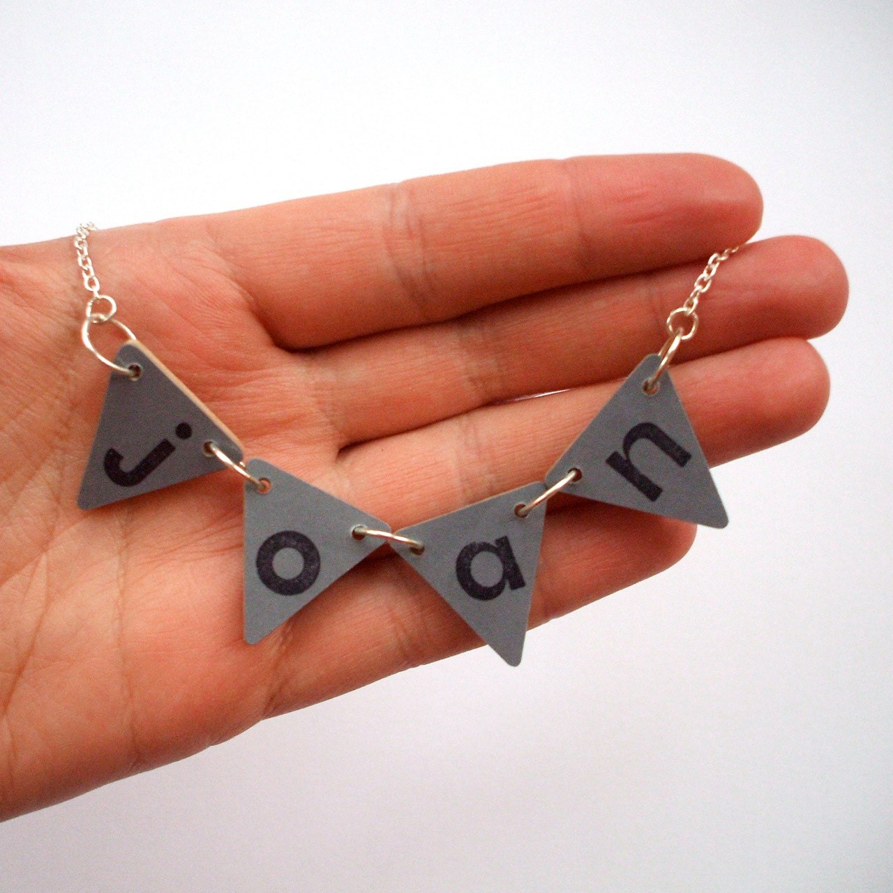 Custom Name Bunting Necklace - 4 FLAGS - Different Colours Available