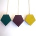 Chunky Plywood Gem Necklace - Diamond Jewel Necklace - Long Necklace - Recycled Eco Necklace - Mustard Yellow, Teal Green, Purple