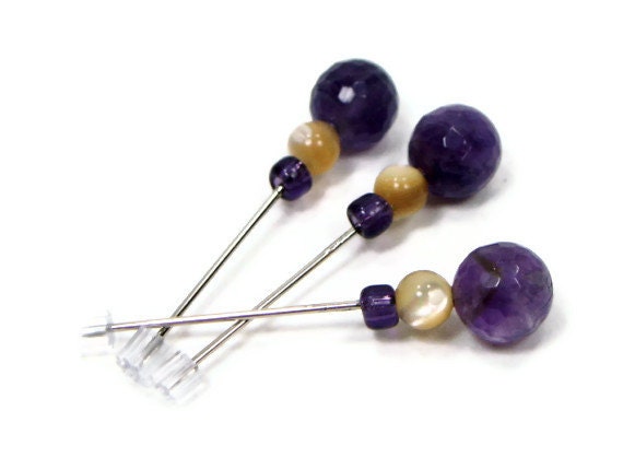 Counting Pins, Marking Pins, Cross Stitch, Needlepoint, Hardanger, Purple, Beige, Mother of Pearl, DIY Crafts, TJBdesigns