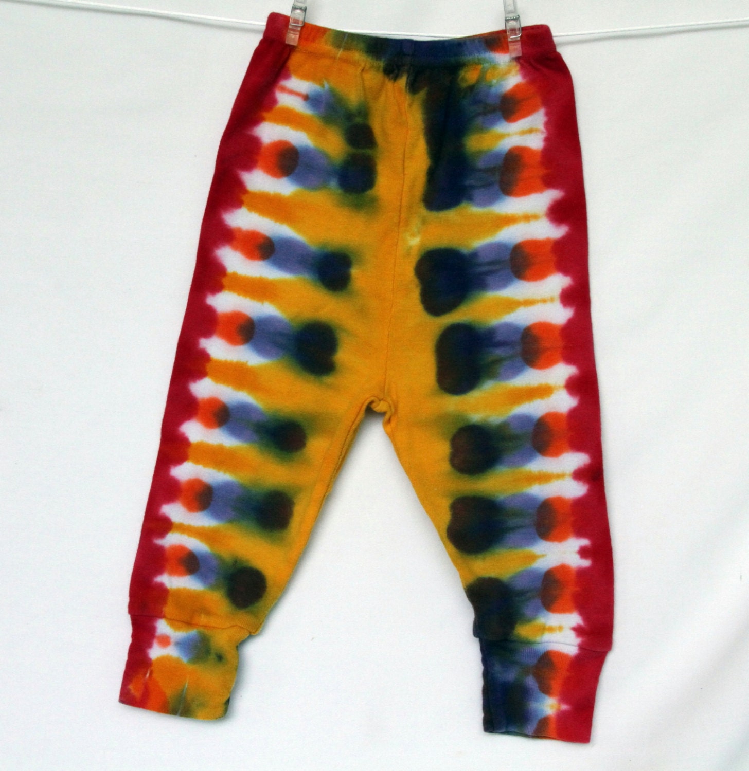 Children Baby Leggings 6 month Tie Dye Blue Turquoise Yellow Purple Lilac Cuffed AnnThen Baby