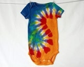 Children Baby 6 - 12 month Onesie Tie Dye Turquoise Golden Yellow Red Fuchsia Lilac Lime BlueShort Sleeve AnnThenBaby