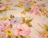 Vintage Twin Fitted Sheet Flower Power / Reclaimed Bed Linens / Cutter
