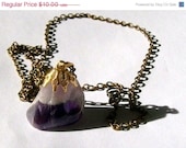 MEMORIAL DAY SALE Vintage Amethyst Necklace, Purple and White Stone, February Birthstone, Purple Necklace