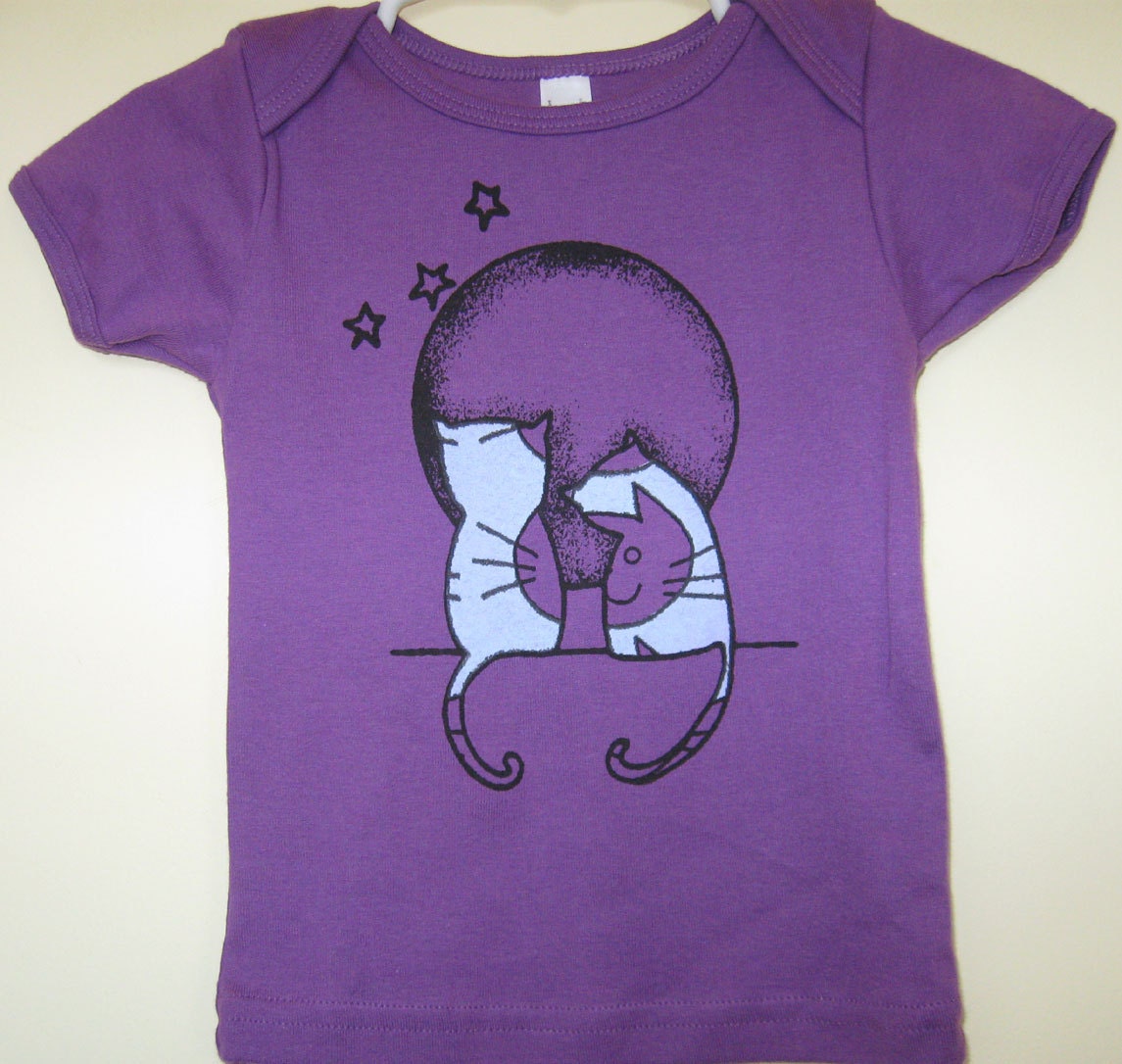 Cats and Cats and Cats Organic Cotton Baby and Kid Shirt in Violet