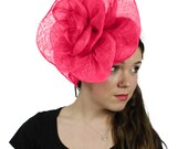Cuban Rose Fuchsia Fascinator Hat for Weddings, Races, and Special Events With Headband