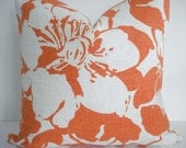 Clementine PKaufman -Peony - Decorative Designer Pillow cover-clementine- light orange - coral -natural  and white Throw/Lumbar Pillow