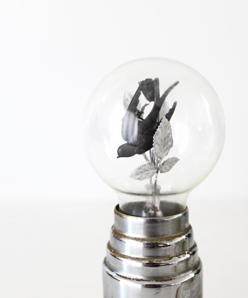 Vintage Colored Light Swallow and Flower Lamp