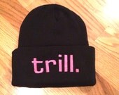 Trucks & Pearls Black and Pink trill. Knit Beanie