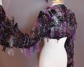 Dumpster Diva Orchid Sleevie Multitextural Knit Shrug Indie Tribal - Versatile sleeved shrug can be worn as scarf