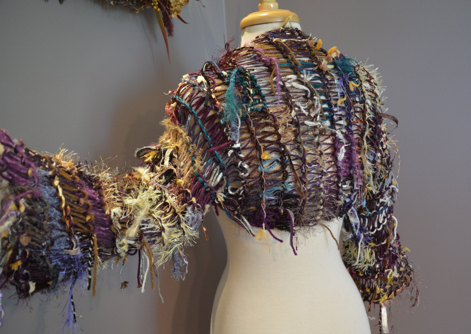 Dumpster Diva Wonderland Sleevie Multitextural Knit Shrug- Versatile sleeved shrug tribal boho Indie Gypsy