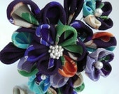Petite Lady of the Night Silk Flower Tsumami Kanzashi