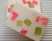 Cherry Blossom Limited Edition handmade soap, soft floral, pink, green & white, gentle bubbly lather