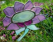 Purple Flowers Sunflower Stained Glass Ornament Suncatcher Country Garden Seeds Fathers Day Birthday Cottage Housewarming Wedding Gift