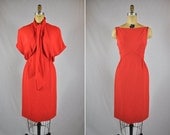 vintage 1960s shift dress red 2 piece S