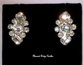 Rhinestone Earrings Wedding Bride Sparkle Bling Screw Type Vintage