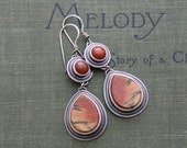 Cherry Creek Jasper and Carnelian Earrings in Recycled Silver-"Narcissus Earrings in Crimson"