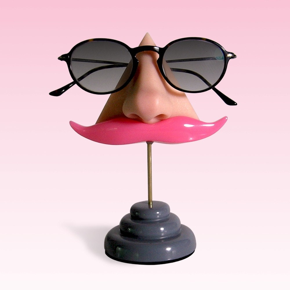 Eyewear Holder,Nose Eyeglasses Display,Pink Mustashe,Key hook,Glasses stand,Women,Men