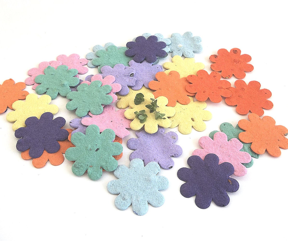 100 Plantable Seed Paper Flowers  - diy wedding favors, place cards, save the date cards, creative invitations