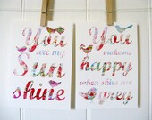 5 x 7 You Are My Sunshine You Make Me Happy When Skies Are Grey SET Pink
