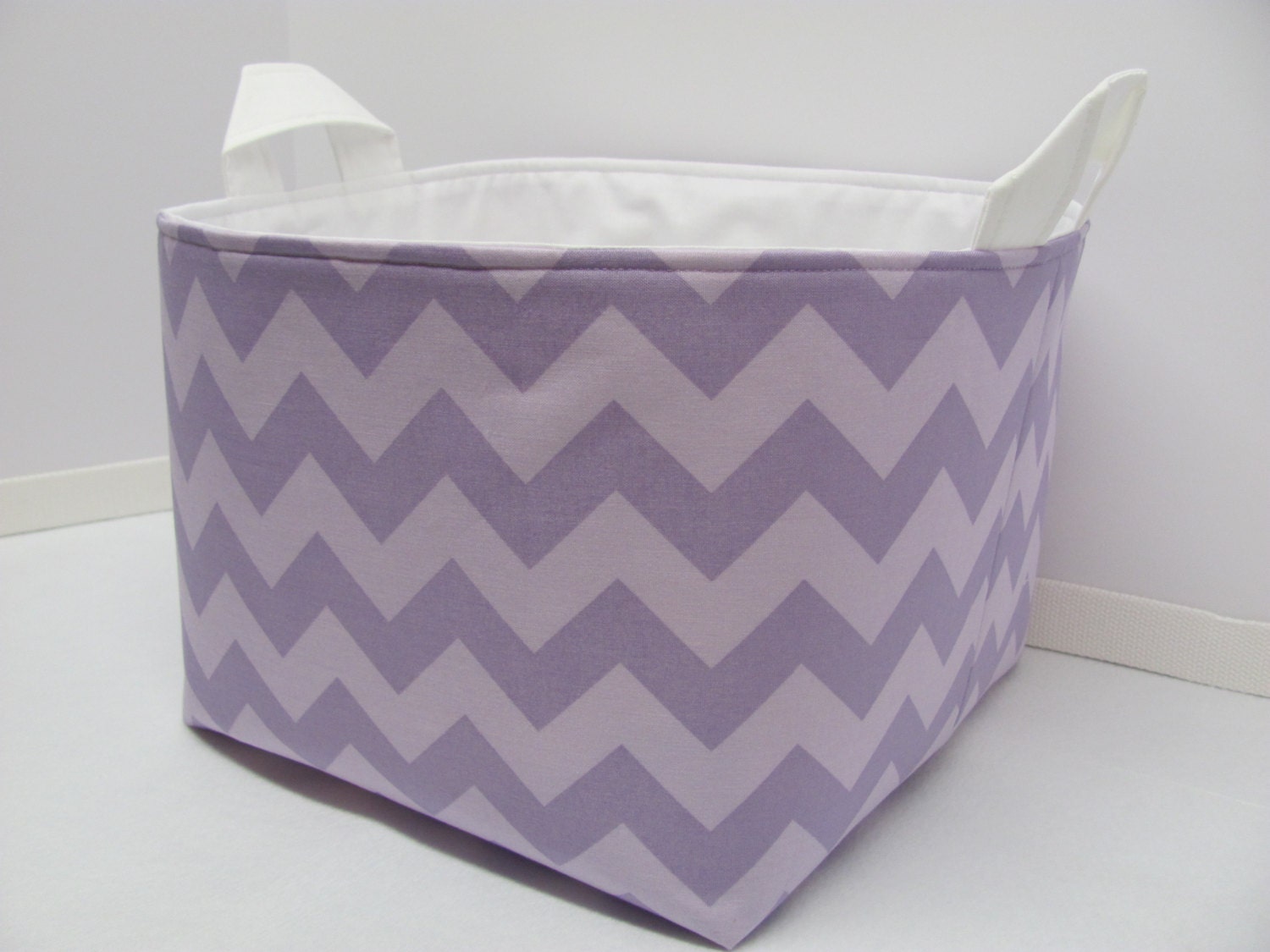 SALE - Brand NEW Fabric Organizer Basket Storage Container Bin - 2 tone Purple Zigzag Chevron 10"x10"