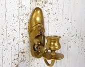 Vintage Brass Candle Holder Mid Century Shoe Shoelaces Wall Hanging Light Retro Home Decor PeachyChicBoutique on Etsy