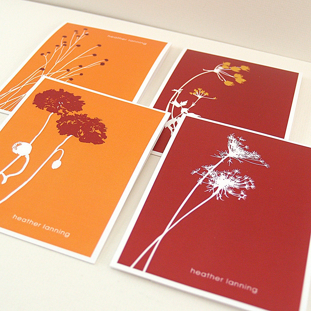personalized note cards stationery set - BOTANICAL ART SET mixed color series - set of 8 - personalized stationary folded