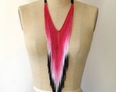50% OFF SALE Hot Pink Fringe Necklace