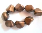 Matte Dark Bronze Czech Glass 14x12mm Pebble Bead