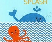 Target Circo ABC Print, Whale and Octopus Print, Children's Art Print, 8x10, Personalized