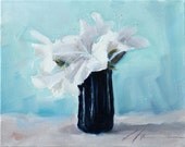 Springtime White Azaleas Original Painting by Clair Hartmann