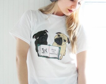 Pugs and Prejudice Unisex Tshirt - SIZE MEDIUM