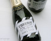 Set of Custom Mini Champagne Bottle Labels - CHEERS to the Almost Newlyweds