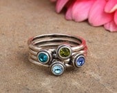 Sterling Silver Stacked Birthstone Rings