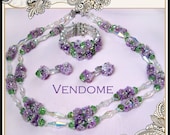Vendome AB Crystal Lavender Purple Flowers Necklace Earring Bracelet Parure