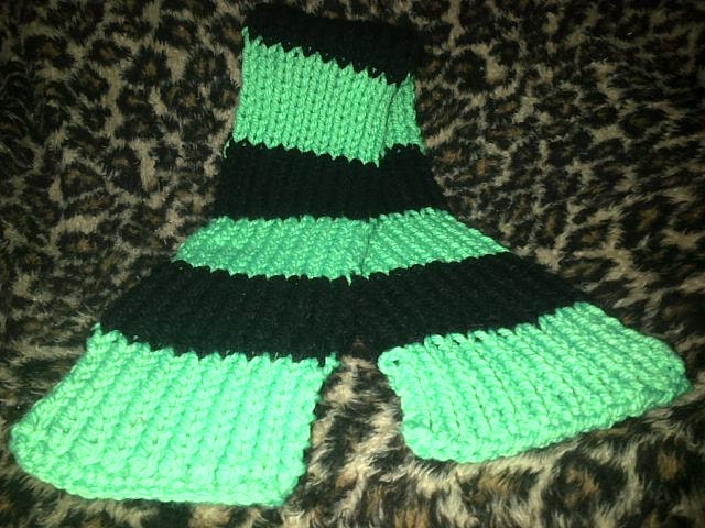 Black And Bright Green Stripey Chunky 'Zombie' Scarf PUNK gothic EMO goth HORROR