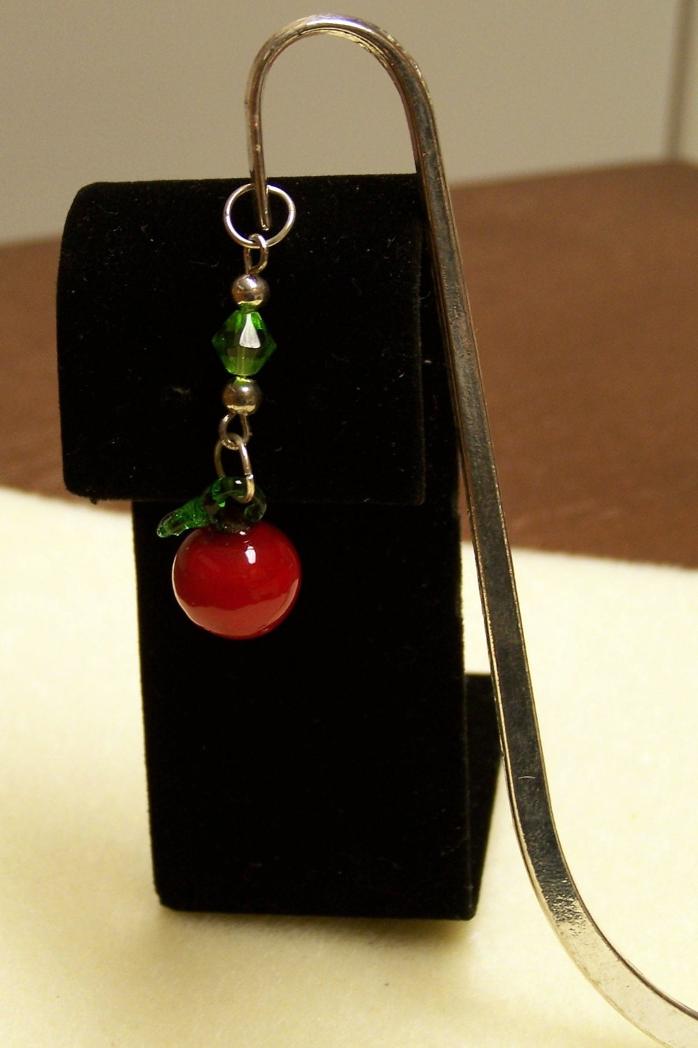 Red Lampwork Apple Beaded Book Mark
