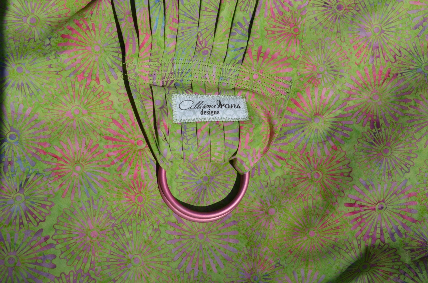 Green and Hot Pink Batik Ring Sling