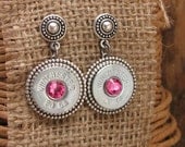 Shotgun Casing Jewelry -  Breast Cancer Awareness - Silver 20 Gauge Winchester Post Dangles with Genuine PINK Swarovski Crystals